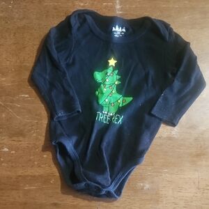 Black Onesie with Festive Dinosaur Design